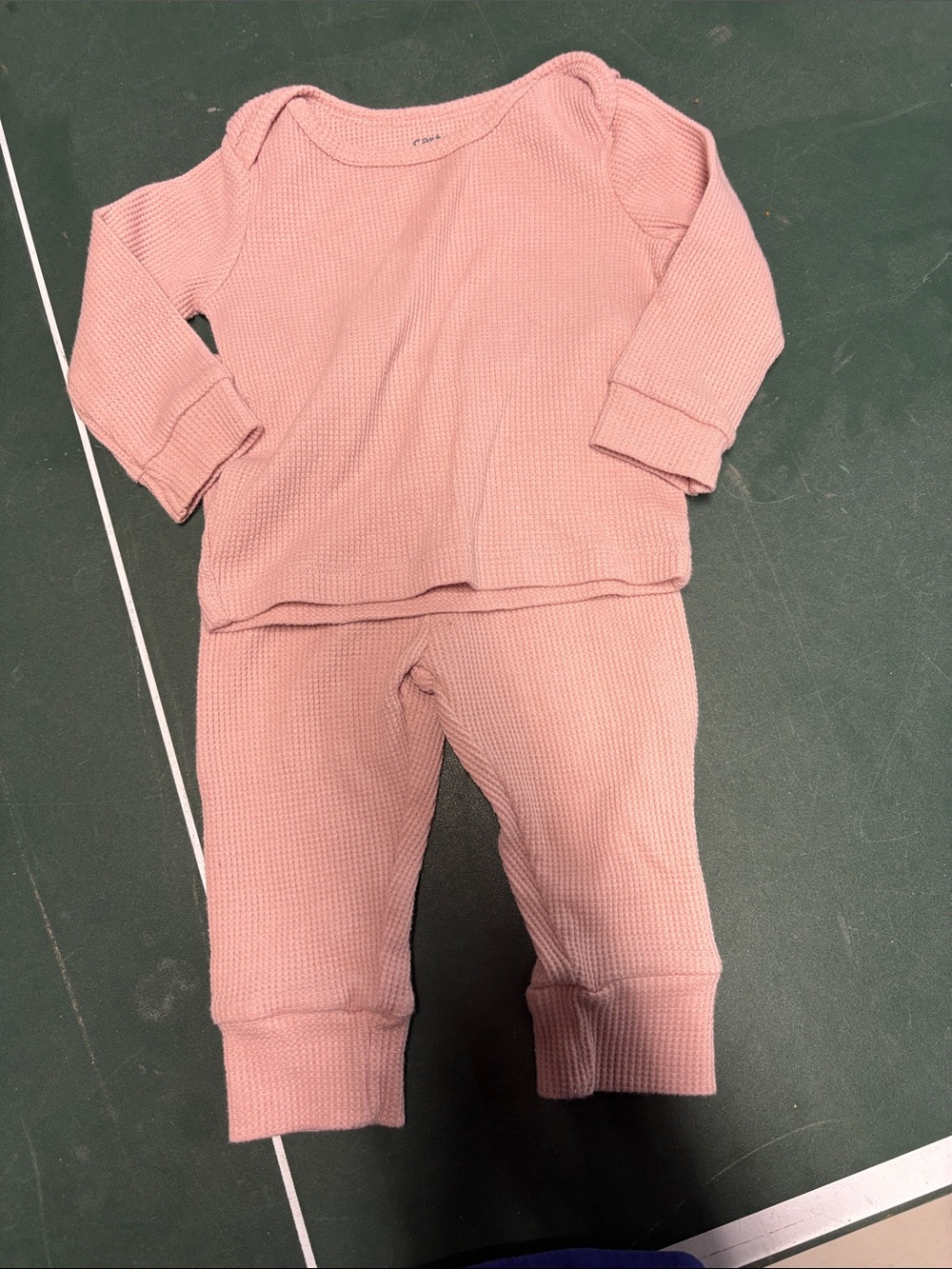 Carter's Dusty Pink Waffle Knit Kids Pajama Set
